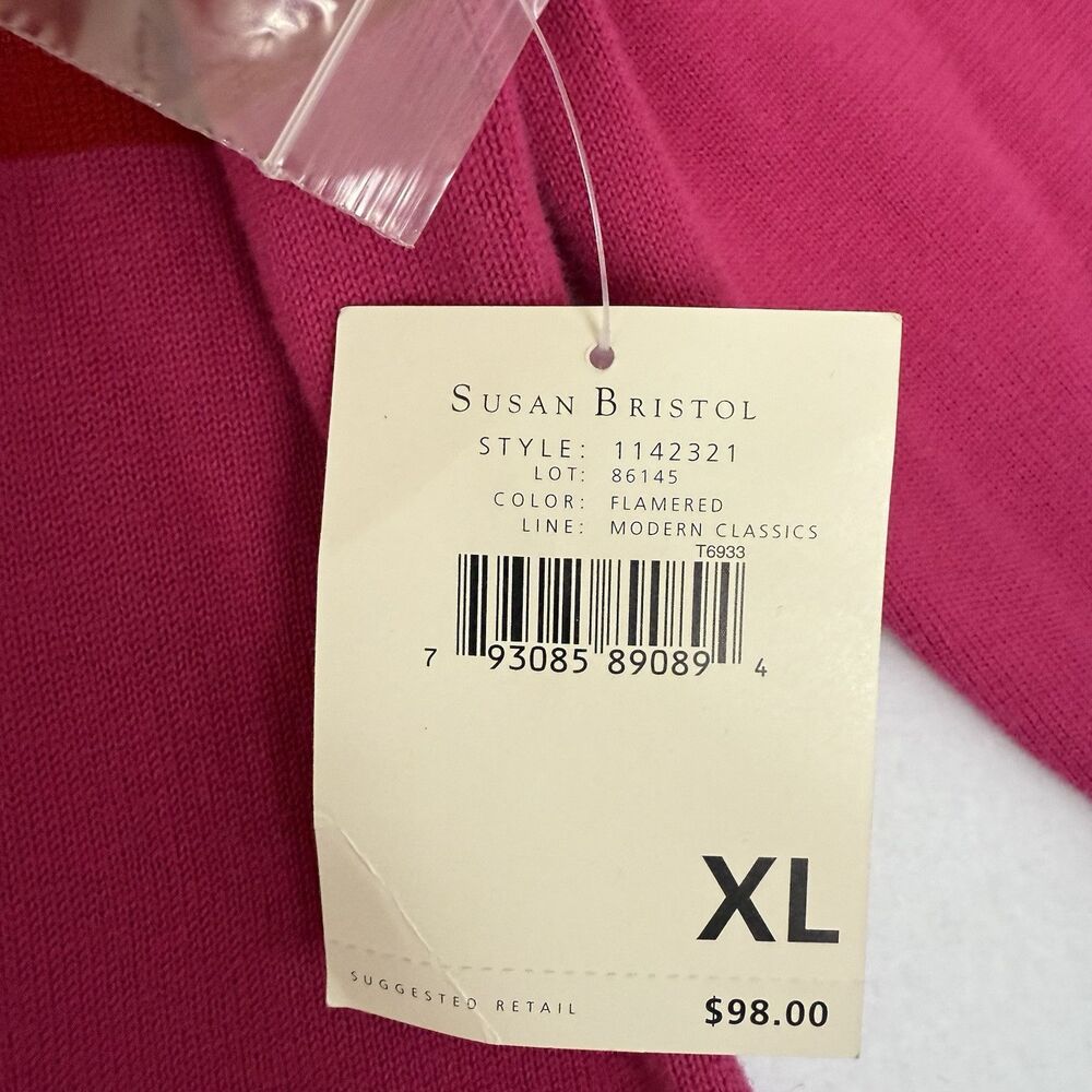Susan Bristol Sz CL Vintage NWT Full Zip Cotton Cardigan Jacket Sweater Y2K Pink - Picture 9 of 15